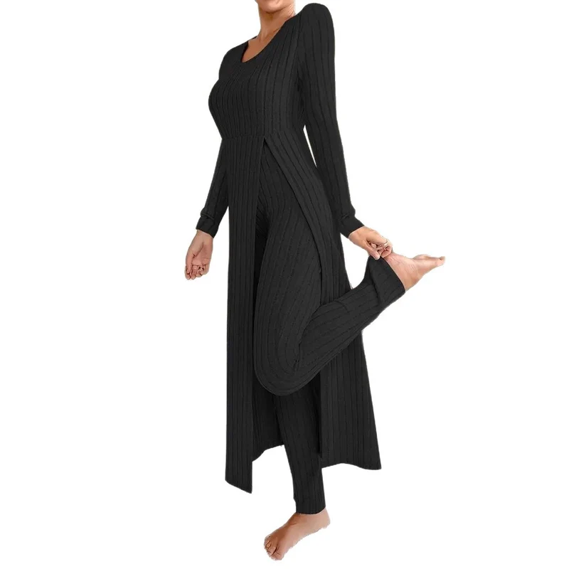 Damen Elegantes Maxijumpsuit mit hochsensibler Struktur und seitlichen Schlitzen Drune