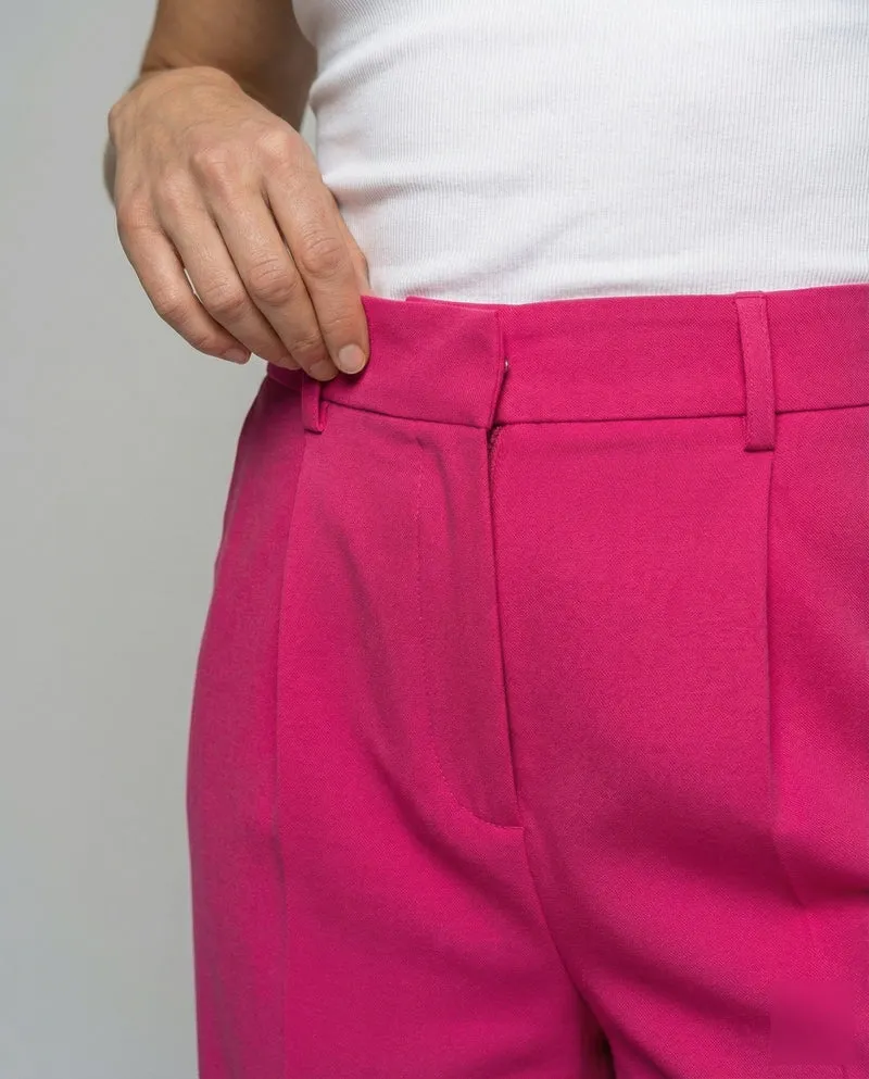 Damen nan weite High-Waist Palazzo-Hose mit Bügelfalte und Seitentaschen Drune
