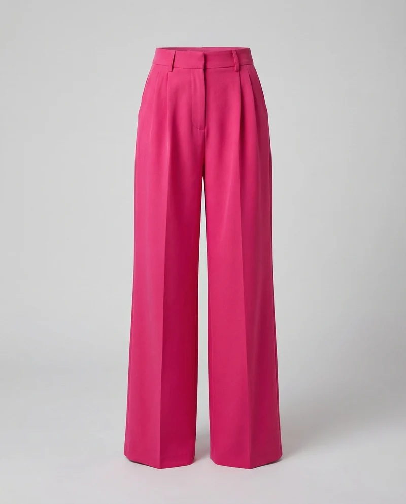 Damen nan weite High-Waist Palazzo-Hose mit Bügelfalte und Seitentaschen Drune