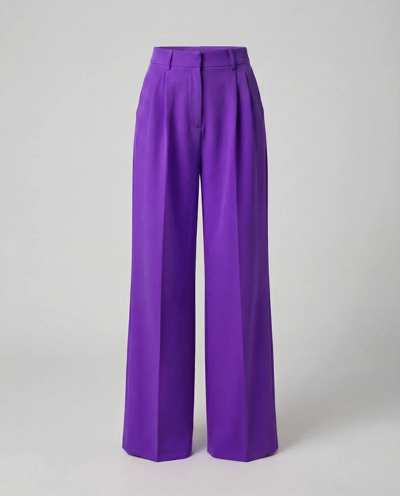 Damen nan weite High-Waist Palazzo-Hose mit Bügelfalte und Seitentaschen Drune