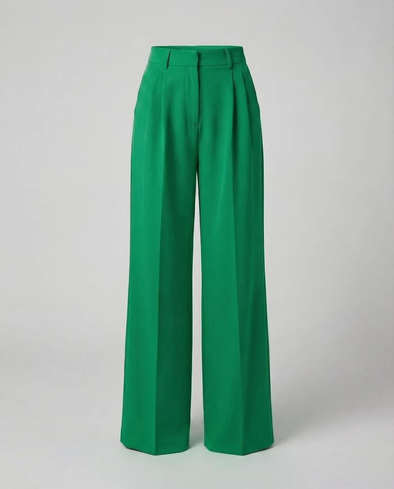 Damen nan weite High-Waist Palazzo-Hose mit Bügelfalte und Seitentaschen Drune