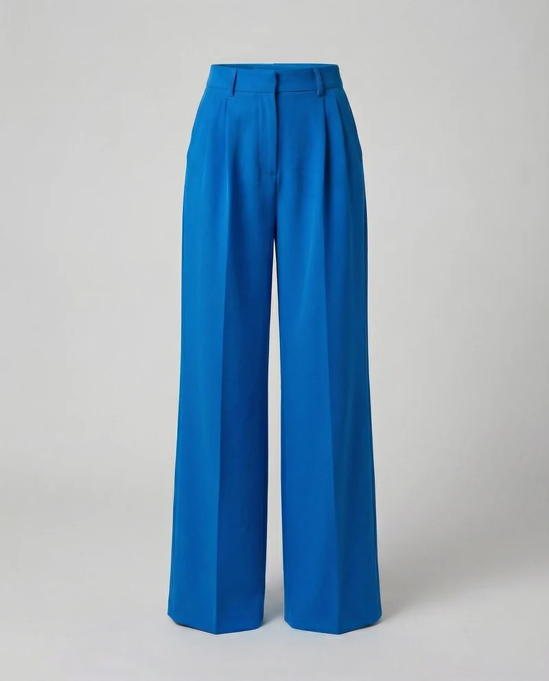 Damen nan weite High-Waist Palazzo-Hose mit Bügelfalte und Seitentaschen Drune