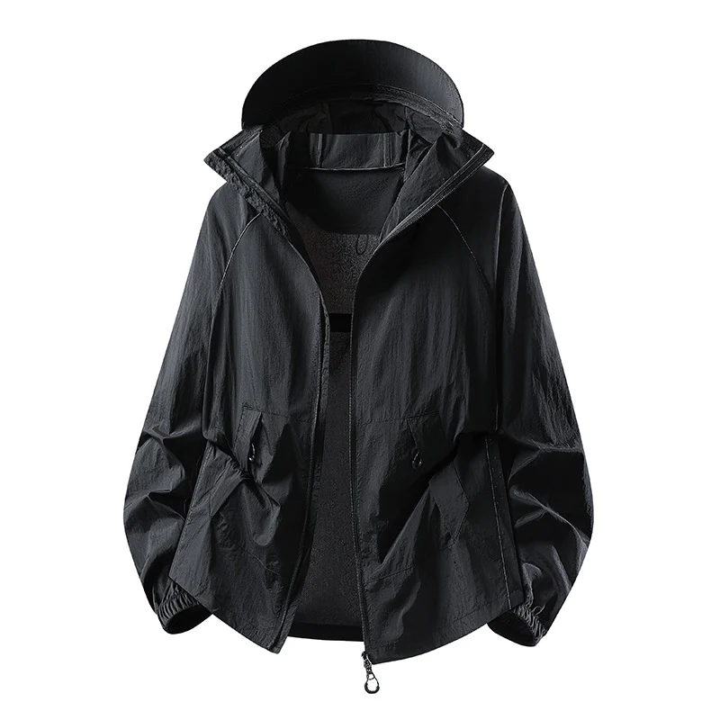 Damen Leichte winddichte Kapuzen‑Übergangsjacke mit verstellbarer Kapuze, Zwei‑Wege‑Reißverschluss & praktischen Klappentaschen Drune