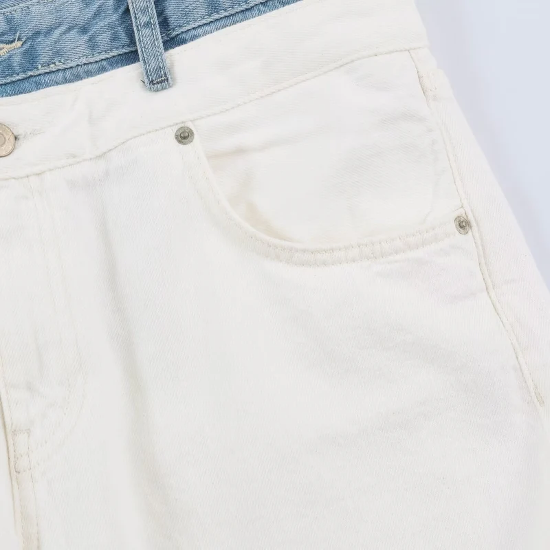Damen Weite High‑Waist‑Jeans mit Kontrastbund und Fünf‑Taschen‑Design Drune