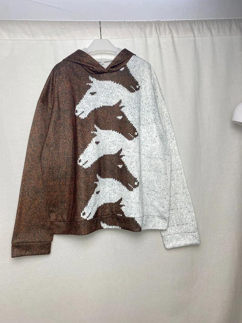 Damen Gemütlicher Hoodie mit Pferdemotiv Drune
