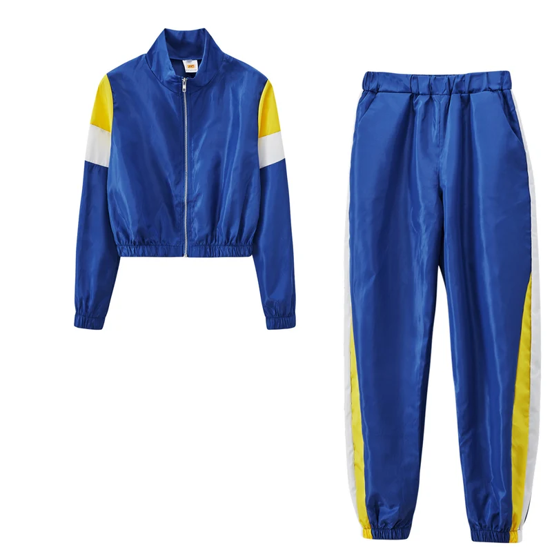 Damen sportliches Trackset mit modischem Stehkragen und elastischen Bündchen Drune