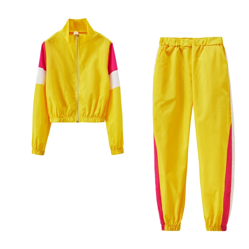 Damen sportliches Trackset mit modischem Stehkragen und elastischen Bündchen Drune