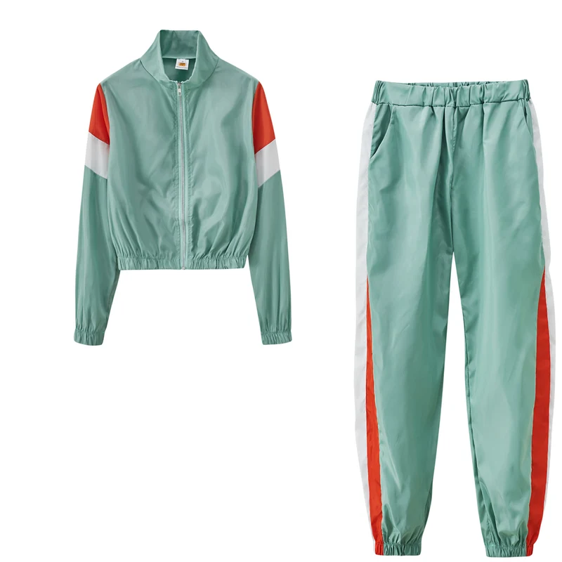 Damen sportliches Trackset mit modischem Stehkragen und elastischen Bündchen Drune
