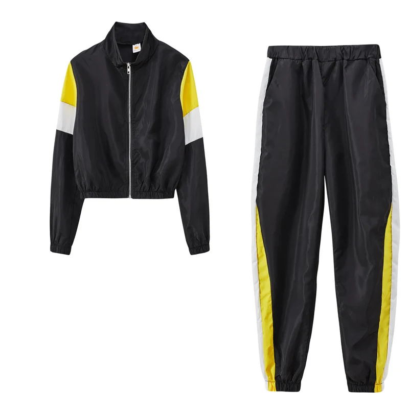 Damen sportliches Trackset mit modischem Stehkragen und elastischen Bündchen Drune