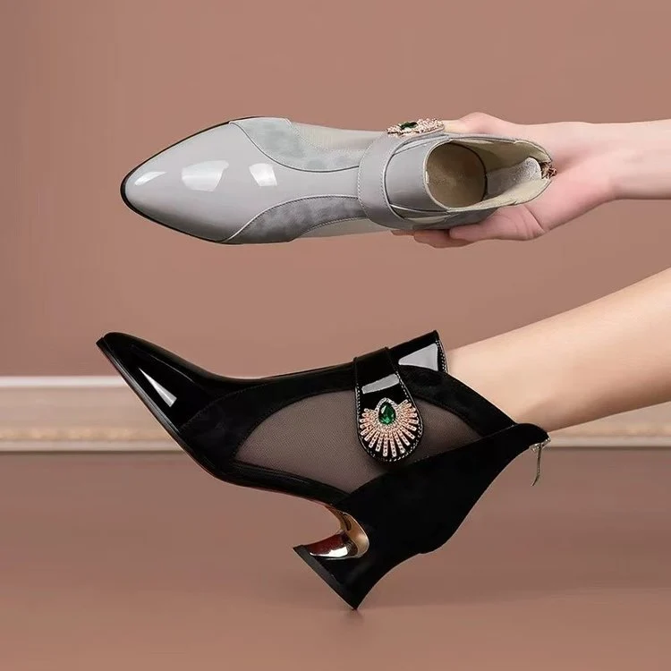 Damen Elegante Stiefeletten mit transparenten Einsätzen Drune