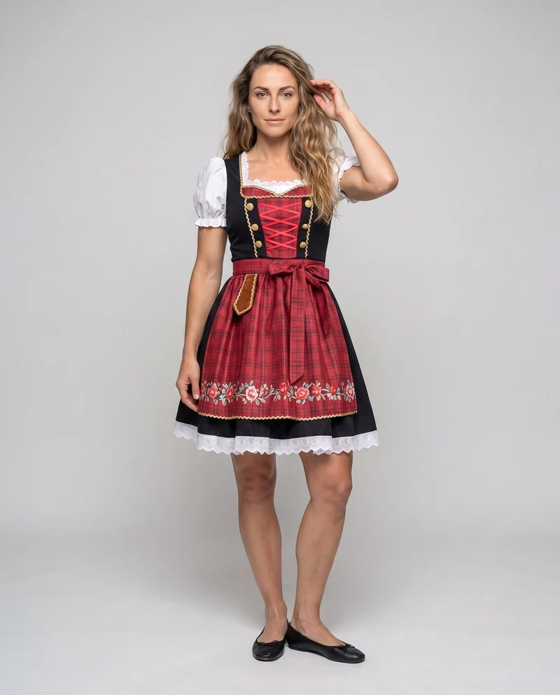 Damen Trachtenkleid mit romantischen Blumenstickereien Drune