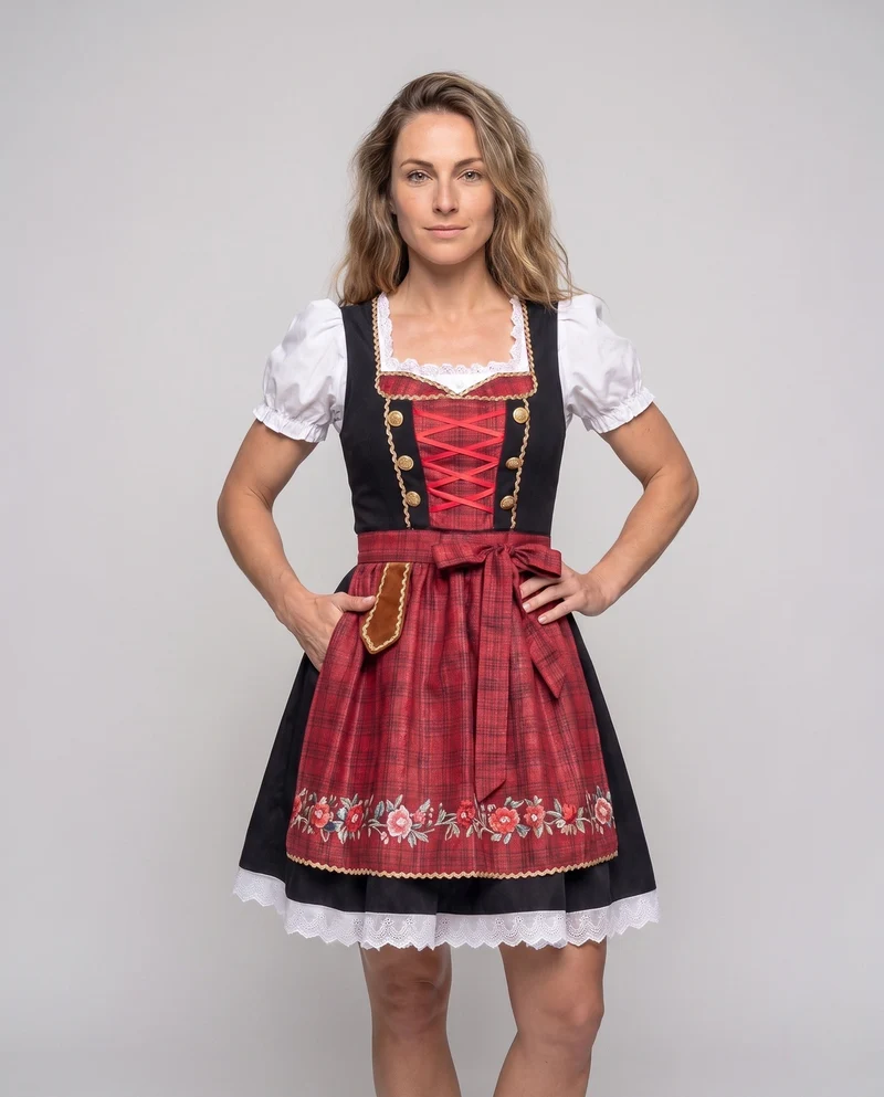 Damen Trachtenkleid mit romantischen Blumenstickereien Drune