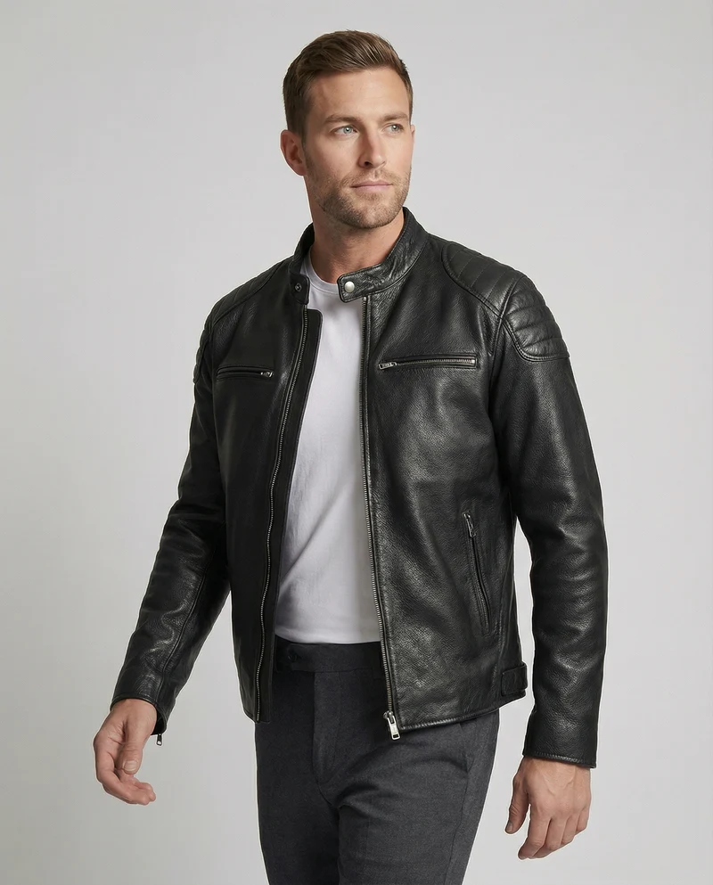 Drune | Bikerjacke Im Klassischen Moto-Style - Schmal Geschnittene Modische Übergangsjacke für Freizeit und Alltag