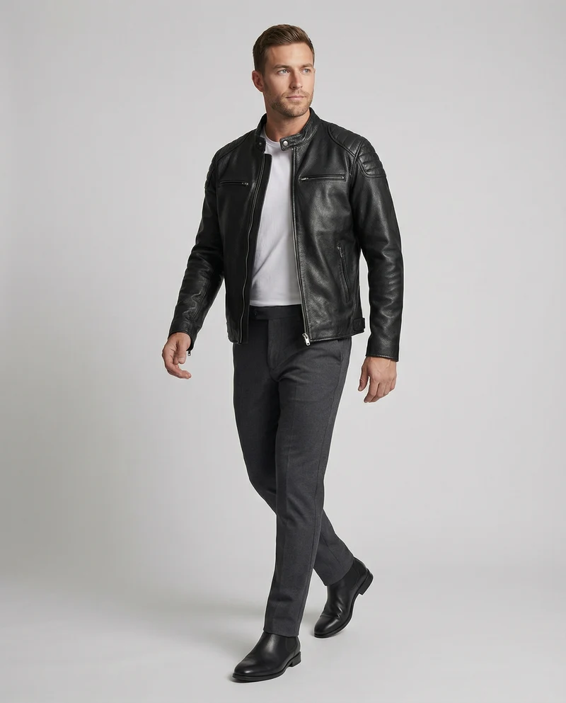 Drune | Bikerjacke Im Klassischen Moto-Style - Schmal Geschnittene Modische Übergangsjacke für Freizeit und Alltag