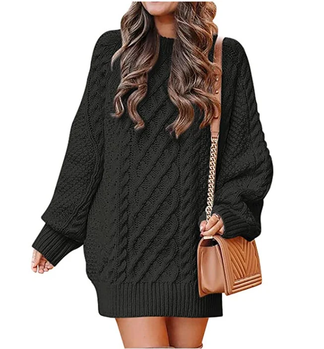 Damen Großer Strickpullover mit Zopfdesign Drune