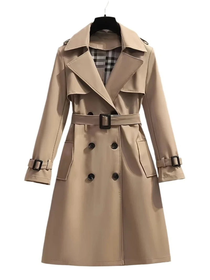 Drune | doppelte Reihe Trenchcoat für Damen - mit Gürtel in der Taille