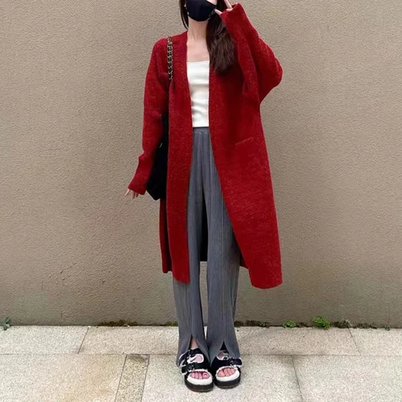 Damen Oversized Strickmantel mit Taschen und lässigem Schnitt Drune