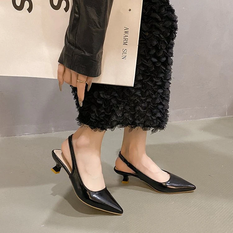 Damen Slingback-Pumps mit spitzer Zehenpartie und modischem Blockabsatz Drune
