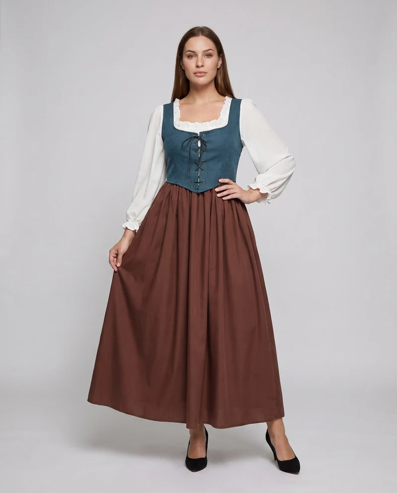 Damen Trachtenkleid mit romantischem Mieder und voluminösem Rock Drune
