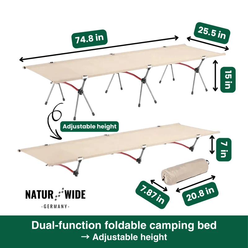 Naturwide Outdoor Camping Cot – Ultralight & Foldable