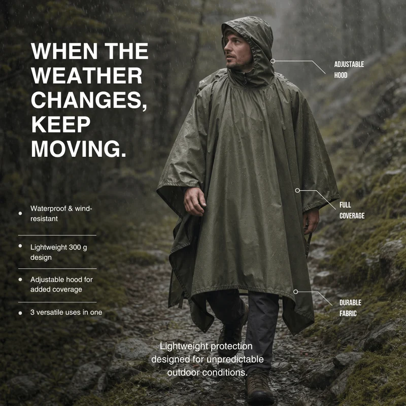 3-in-1 Rain Poncho – Protection for Any Weather