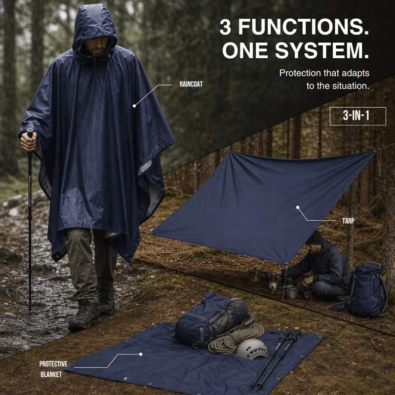 3-in-1 Rain Poncho – Protection for Any Weather