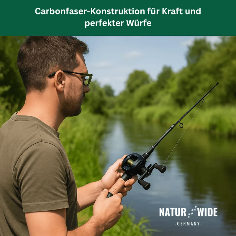 Teleskopische Carbon-Angelrute