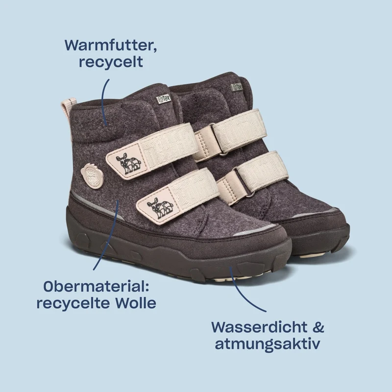 Winterbarfußschuh für Kinder - Nashorn