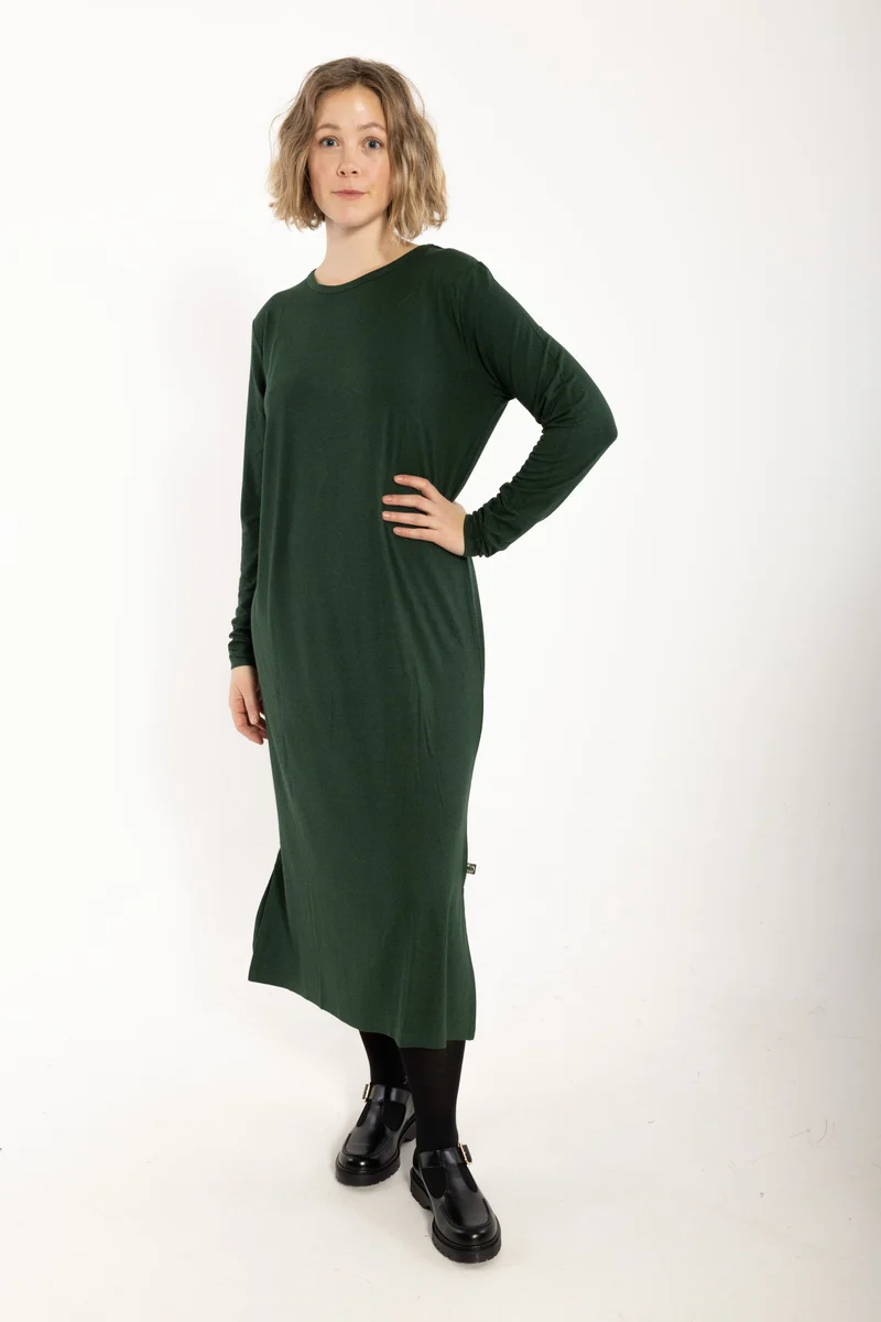 Danesweet Wool LS Dress Dark Forest