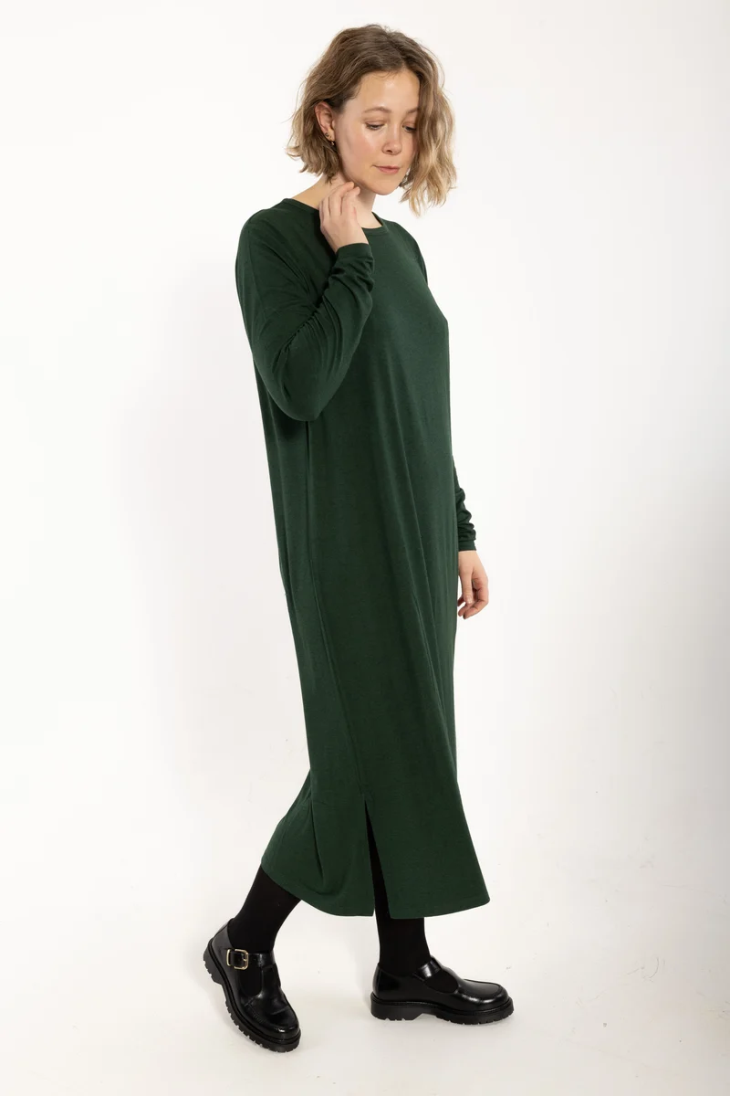 Danesweet Wool LS Dress Dark Forest