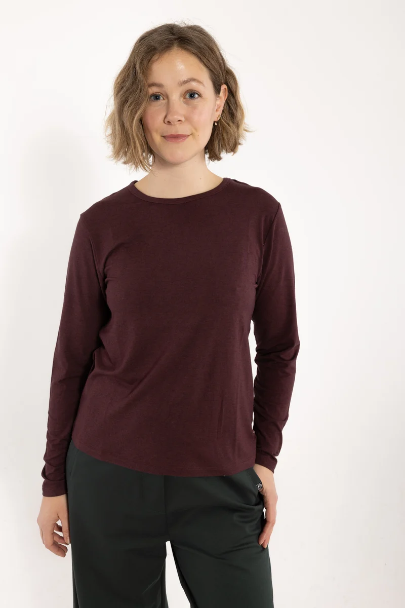 Danemerry Wool LS Tee Dark Wine