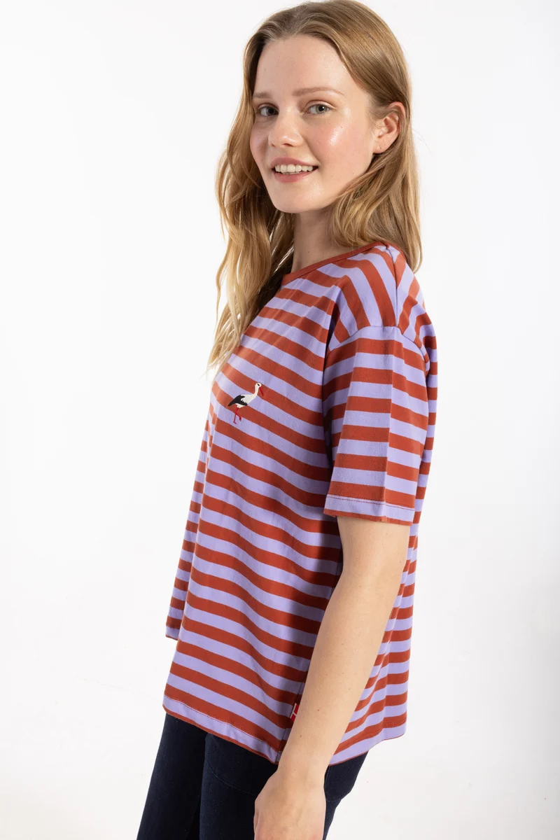 Danebasic Boxy Stripe Tee Bright Porcelaine/Dark Red SVANE