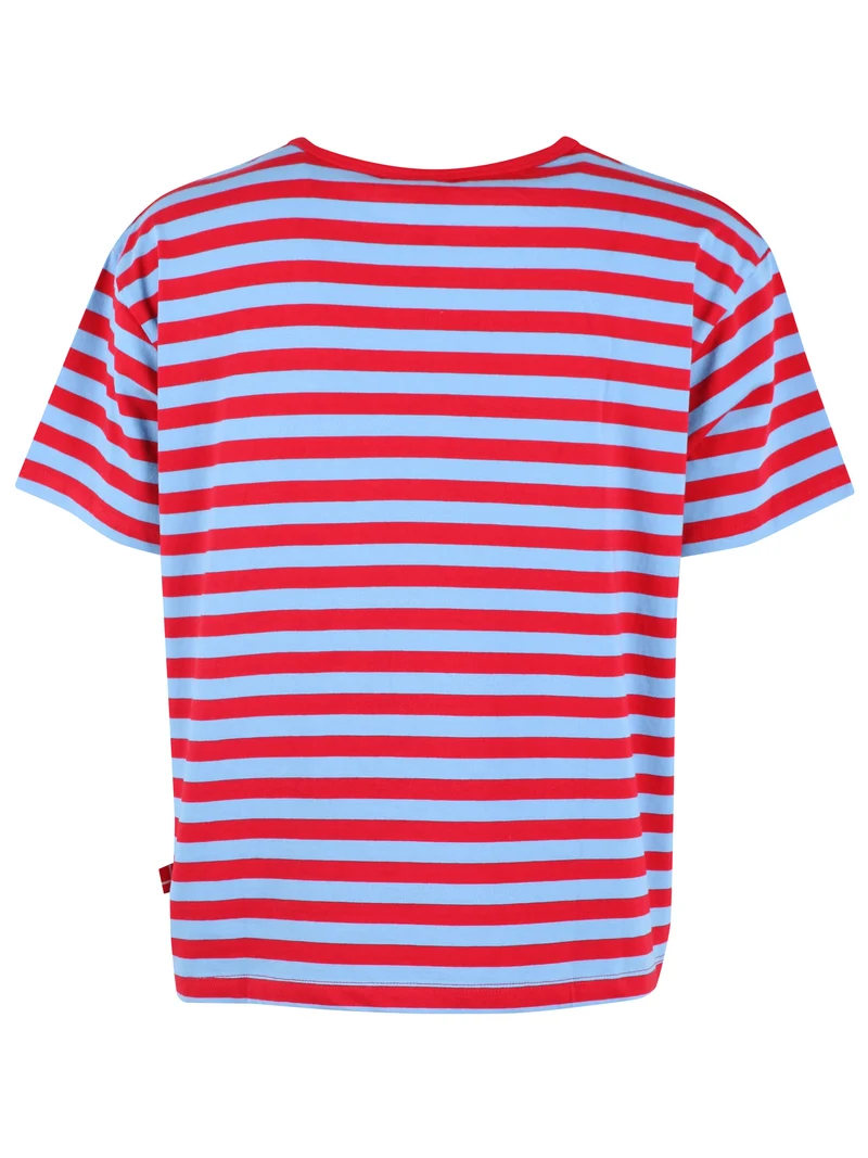 Danebasic Boxy Stripe Tee Bright Porcelaine/Dark Red SVANE