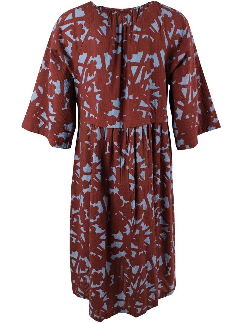 Daneluft 3/4 Sleeve Seersucker Dress Lt Blue BRAMBLE