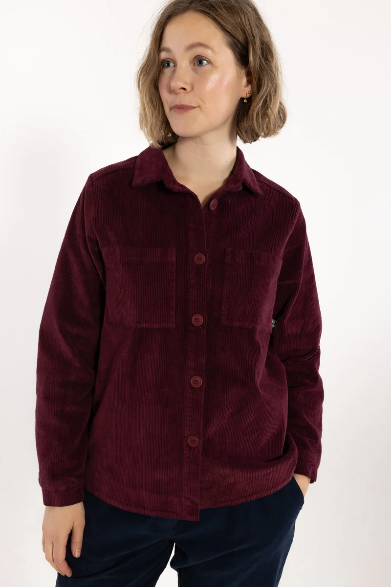 Danecattle Cord Stretch Shirt Dark Cherry