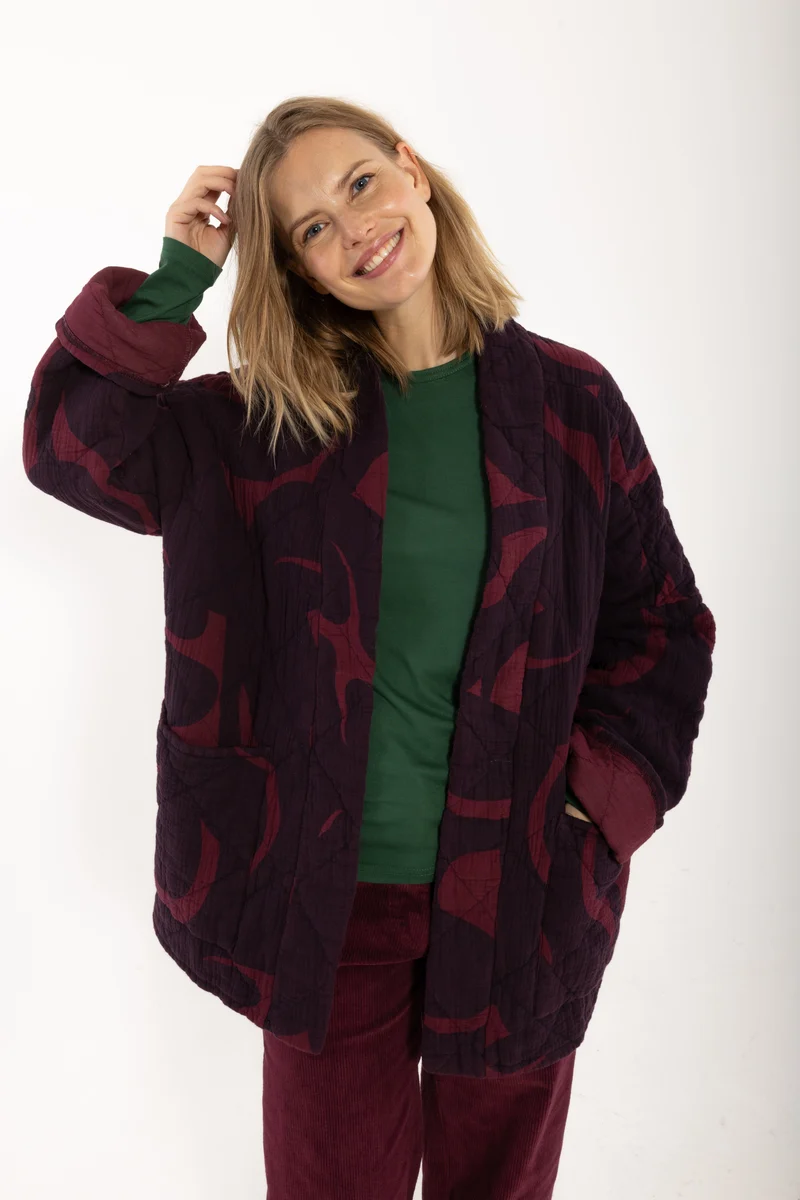 Danekatrin Quilt AOP Jacket Dark Wine/Dark Cherry TROPS