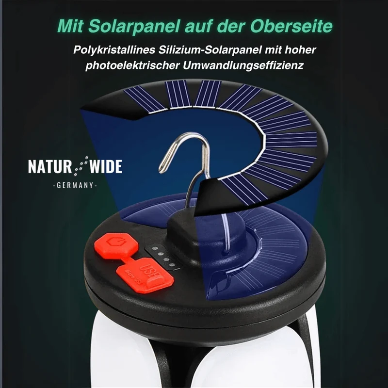 Faltbare LED Campinglampe – Wiederaufladbare Outdoor Laterne
