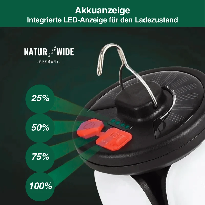 Faltbare LED Campinglampe – Wiederaufladbare Outdoor Laterne