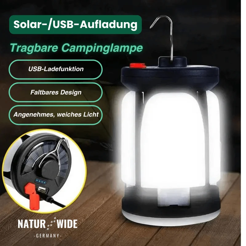 Faltbare LED Campinglampe – Wiederaufladbare Outdoor Laterne