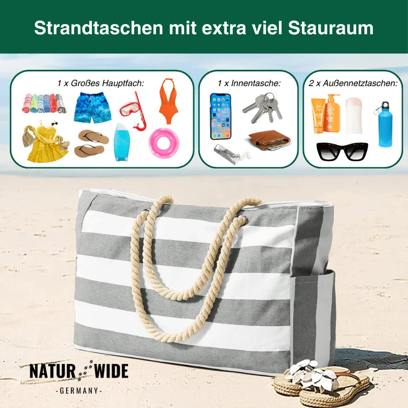 Strandtasche mit Reißverschluss