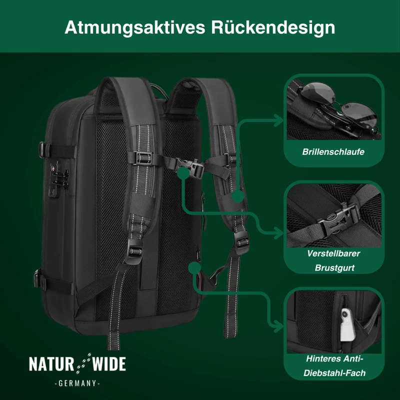 Kompressions-Rucksack mit Vakuum-Kompression & Laptopfach für jede Reise