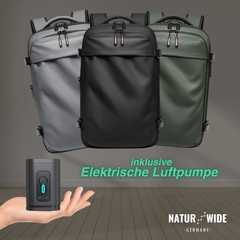 Kompressions-Rucksack mit Vakuum-Kompression & Laptopfach für jede Reise