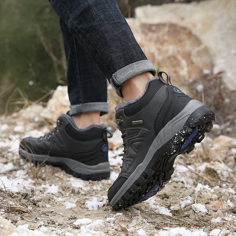 Herren wasserdichte Winter-Trekkingschuhe mit gefüttertem Innenfutter, verstärkter Zehenkappe und griffiger Profilsohle Drune