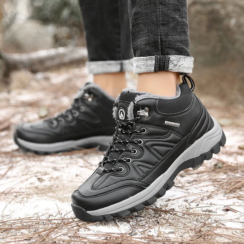 Herren wasserdichte Winter-Trekkingschuhe mit gefüttertem Innenfutter, verstärkter Zehenkappe und griffiger Profilsohle Drune