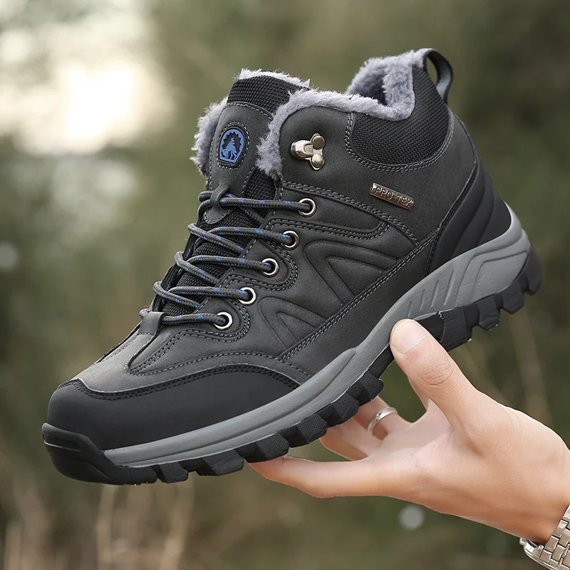 Herren wasserdichte Winter-Trekkingschuhe mit gefüttertem Innenfutter, verstärkter Zehenkappe und griffiger Profilsohle Drune