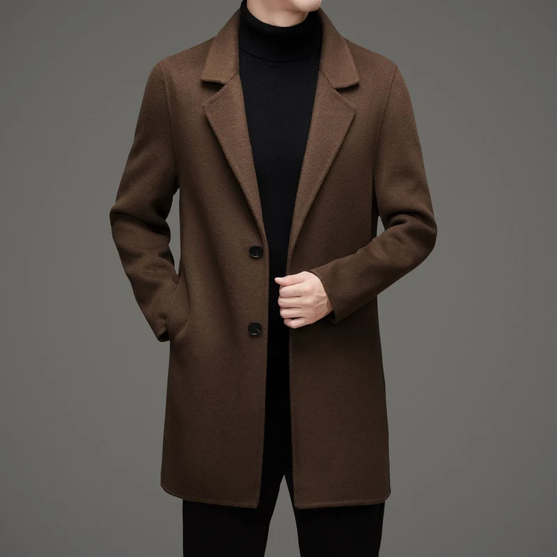 Herren eleganter Wool-Langmantel mit modernem Schnitt und isolierender Fütterung Drune