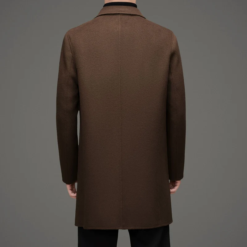 Herren eleganter Wool-Langmantel mit modernem Schnitt und isolierender Fütterung Drune