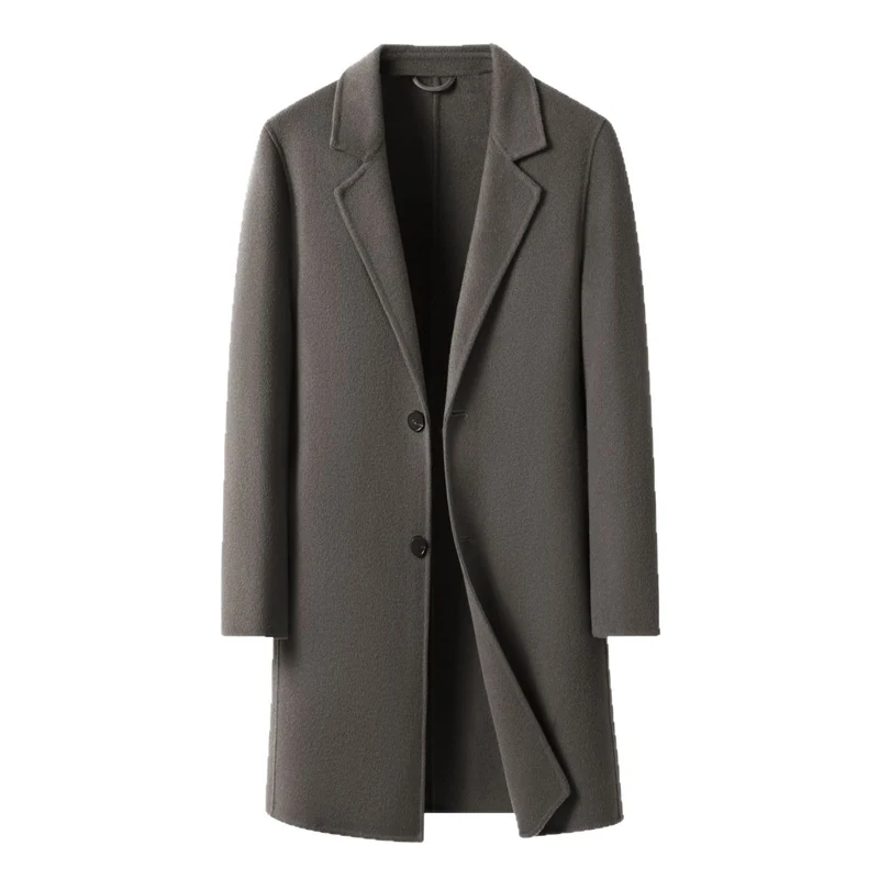 Herren eleganter Wool-Langmantel mit modernem Schnitt und isolierender Fütterung Drune