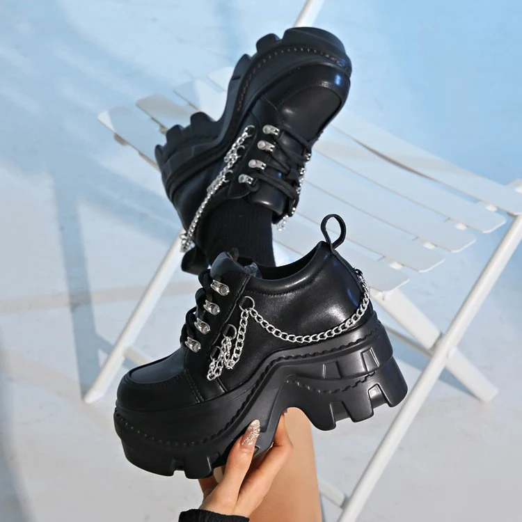 Damen Plateau-Chunky-Sneaker mit Metallketten und ausgeprägter Profilsohle Drune