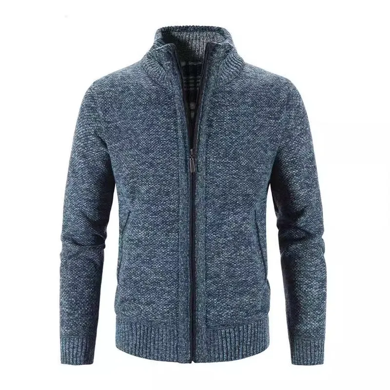 Herren Strickjacke mit strukturiertem Muster und hohem Stehkragen Drune
